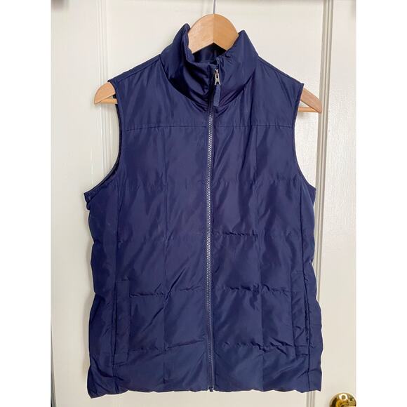 LANDS' END  S 6 8 Down Filled Puffer Vest Full Zip Quilted Insulated Navy Blue - Picture 6 of 6
